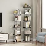 MAHANCRIS 6 Tier Bookshelf, Book Shelf, Narrow Bookcase, Industrial Slim Shelving Unit, Corner Shelf Storage Organizer for Living Room, Home Office, Study, Black BKBK11601