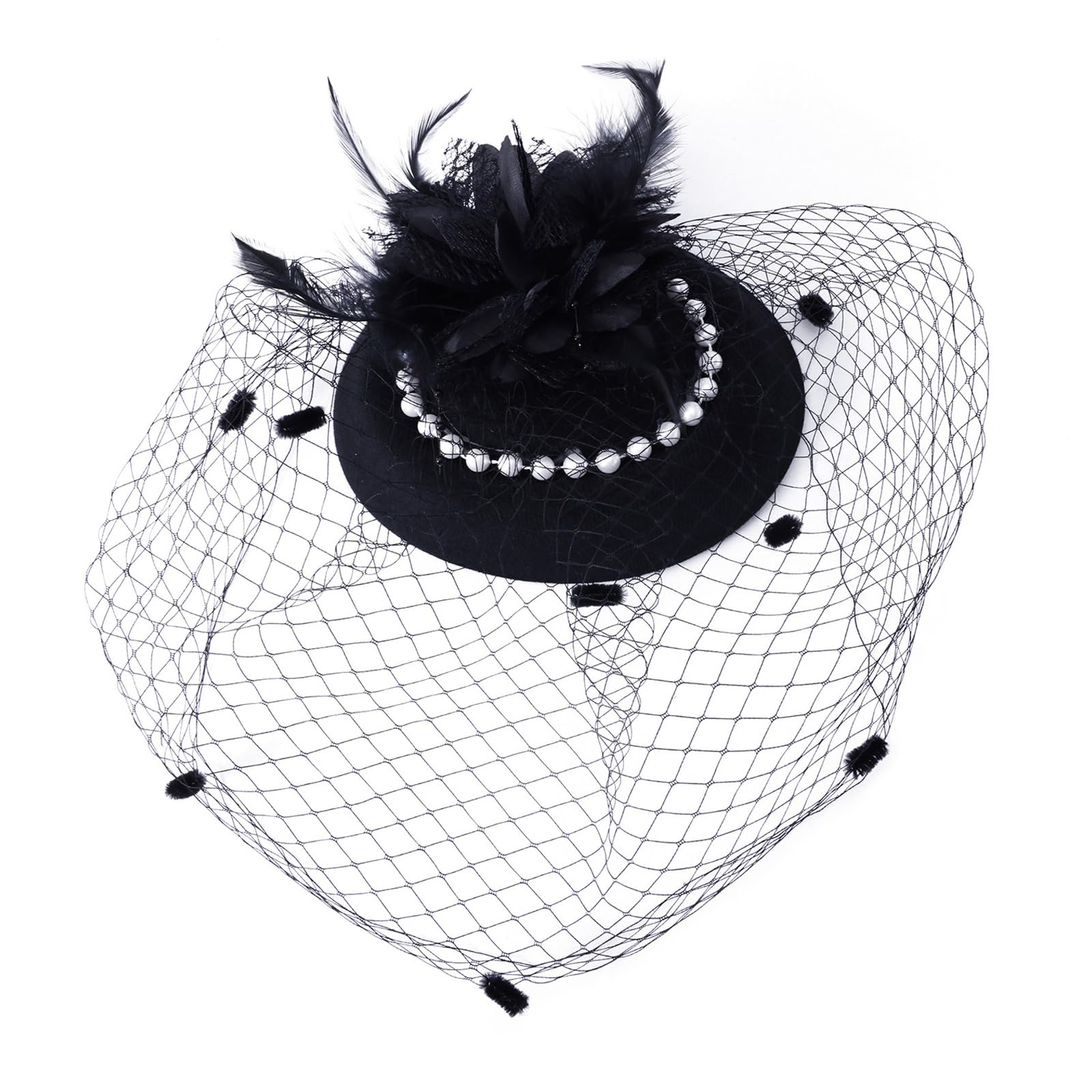 YUXITA Elegant Mesh Veil Hat Clip Headwear For Weddings Parties Lightweight Nonslip Hairpin For Sensitive Skin Adults