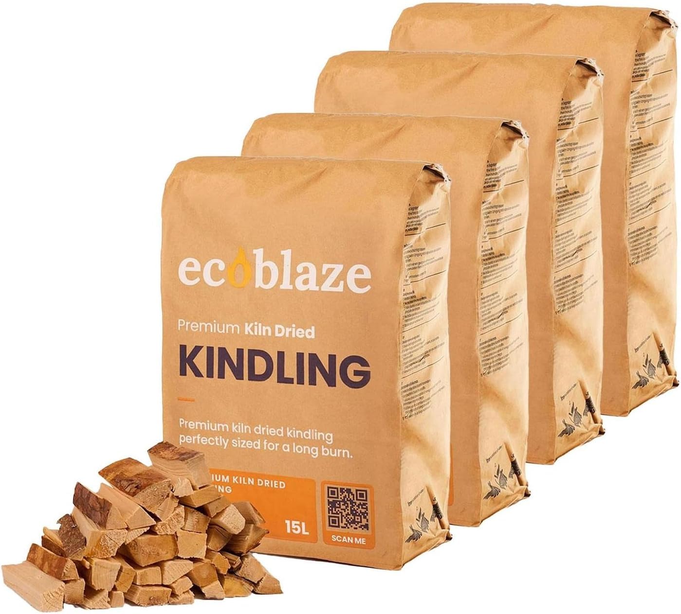 Ecoblaze Brown 26Kg Kiln Dried Hardwood Kindling Wood – Premium Firewood Kindling For Wood Burners, Fire Pits, Stoves, Pizza Ovens. Works With Logs, Briquettes, Firelighters & Smokeless Coal.
