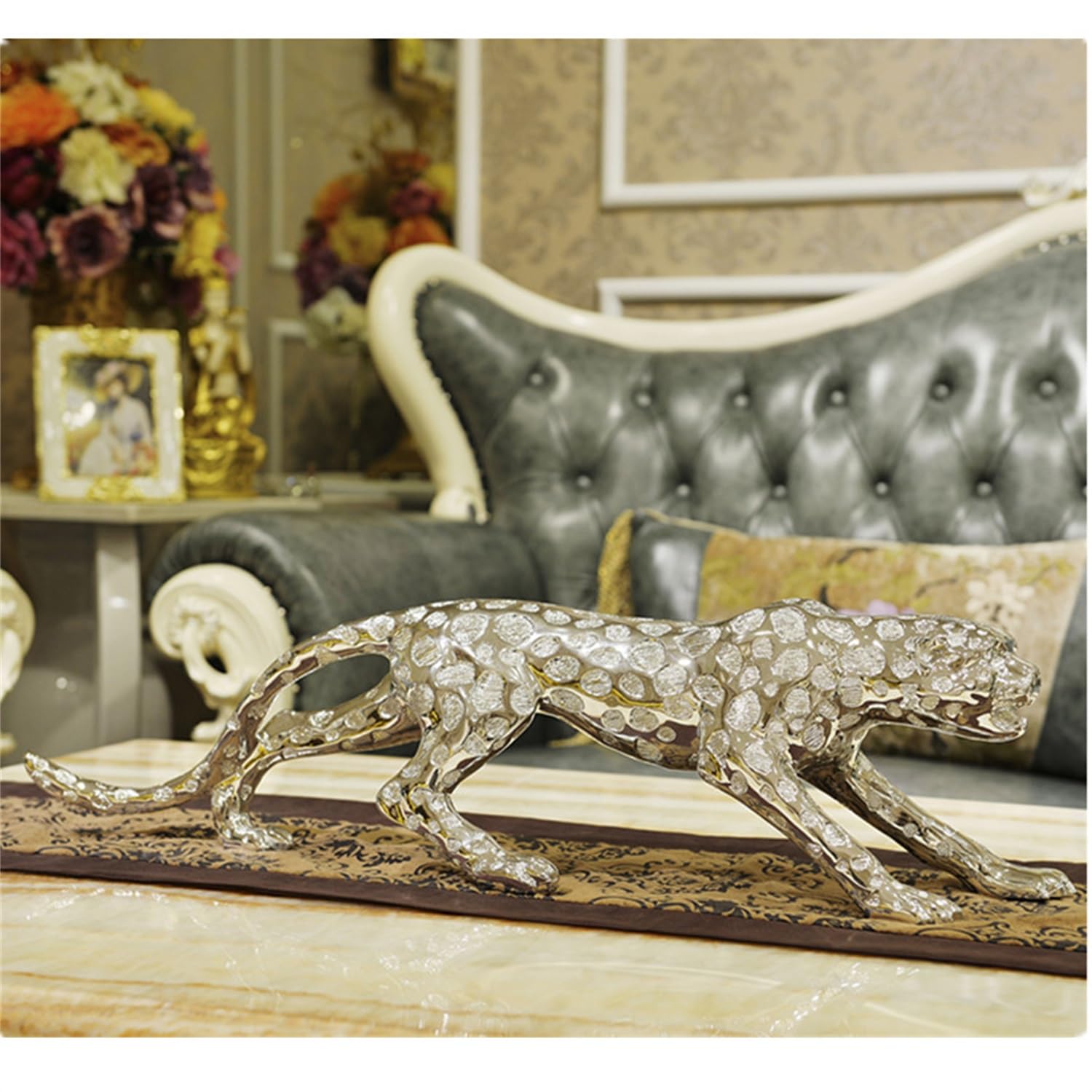 Cheetah Statue Home Decor Leopard Sculpture Resin Sitting Cheetah Figurine Desktop Table Top Ornament Decoration For Home Officegold Or Silver Walkingchampagne Gold P 175386148 - View #10