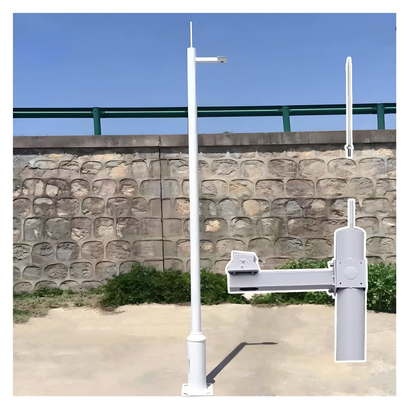 Genérico Soporte Ajustable Blanco para cámaras de vigilancia - Altura de 100 a 600 cm, pararrayos de 40 cm, Soporte de Suelo Duradero de 2 m/6,6 pies para cámaras de Seguridad - Solución de Seguridad