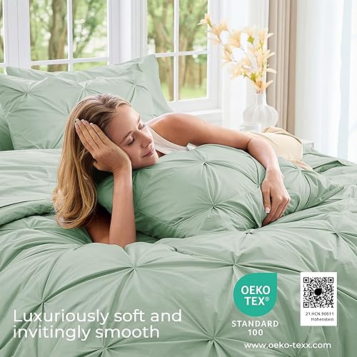 Miniatura 3 de Sasttie - Juego de edredón tamaño King, 7 piezas en una bolsa, juegos de cama con pinzas para todas las estaciones, incluye edredón, sábana plana,