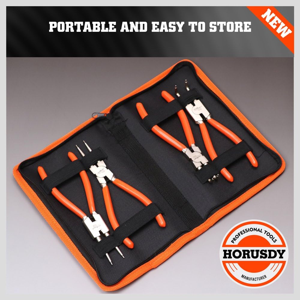 HORUSDY 4 Piece 7-Inch Internal/External Snap Ring Pliers Set, Circlip Pliers Set, 0.067"