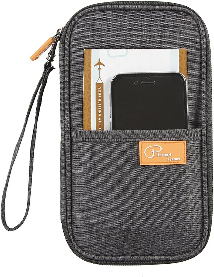 RFID Travel Passport Wallet and Credit Card Holder by FLYNOVA| Small Clutch with Zippered Pockets | Carry Money, Tickets, Documents | Includes Smartphone Pocket (Black)