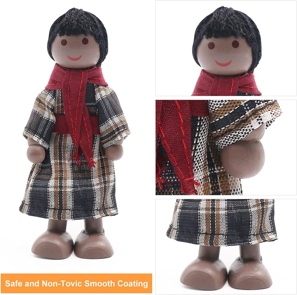 SumDirect Sets of 7 People Wooden Family Doll Toys - Image 3