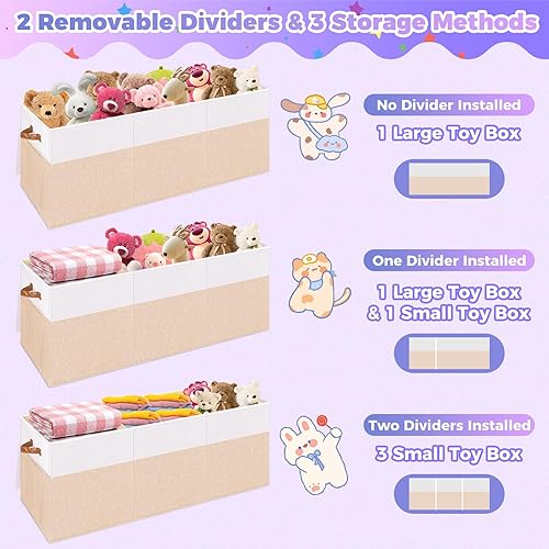 Miniatura 7 de Caja de almacenamiento de juguetes extra grande con tapa, cesta organizadora de juguetes plegable y resistente con divisor para niños, niñas, Extra