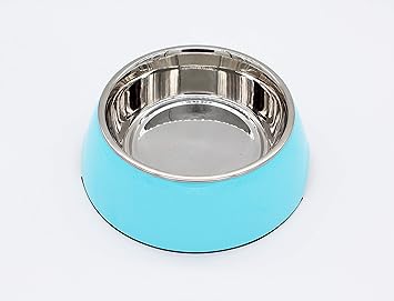 The Pets Company Stainless Steel & Melamine Dog Feeding Bowl| Food Bowl for Dogs and Cats, 940 Ml, Large, Blue