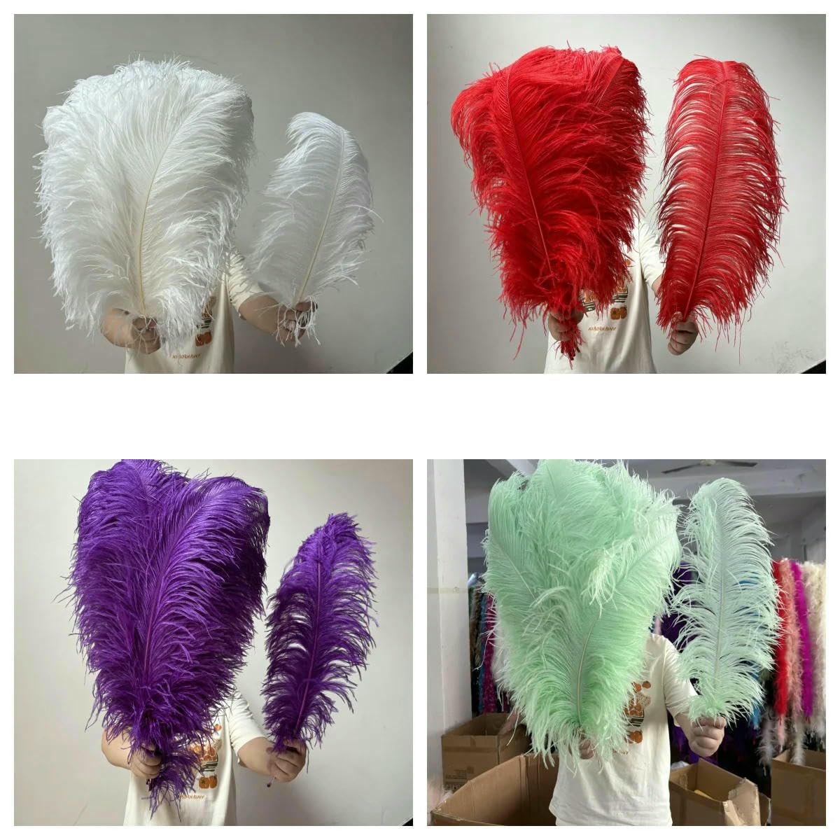 Lote de 10 plumas de avestruz de 25-60 cm para manualidades, decoración de bodas, centros de mesa, plumas blancas, color amarillo, 50-55 cm (22-24 pulgadas).