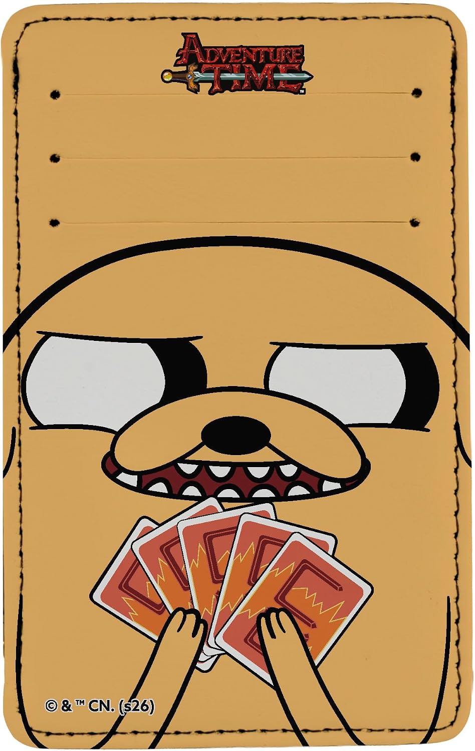 Buckle-Down Adventure Time Wallet, Wallet ID Card Holder, Adventure Time Jake Poker Face Close Up Golden Yellow, Vegan Leather