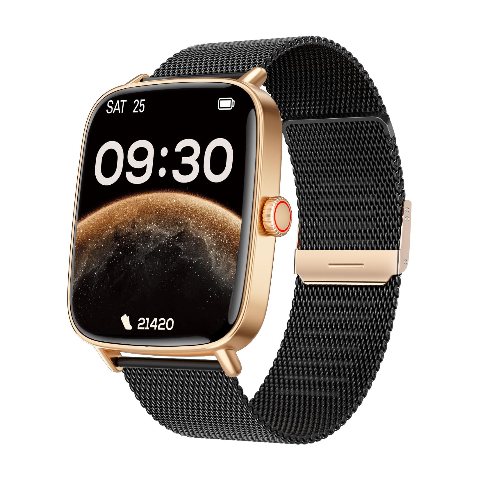 TOOBUR Montre Connectée Femme, Montre Podometre, Étanche IP68, Noir Doré | Montre de Sport Tendance, Montre Connectée Santé/Cardio/Sommeil, Smartwatch Compatible Android/iOS, Répondre Appels