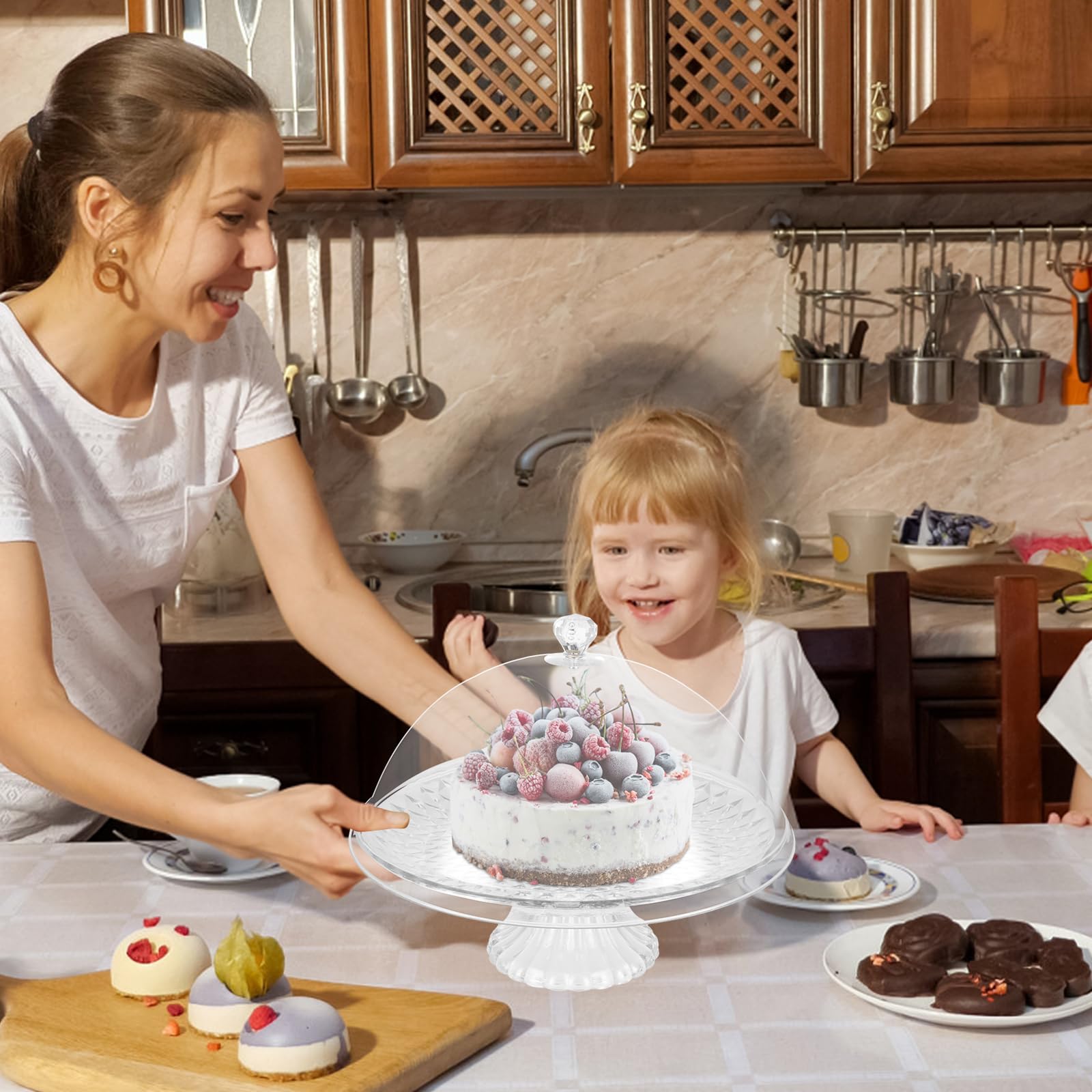 Porta Torta Con Alzata E Cupola - Display Per Dolci, Diametro 30 Cm, Materiale Sicuro - Foto 4