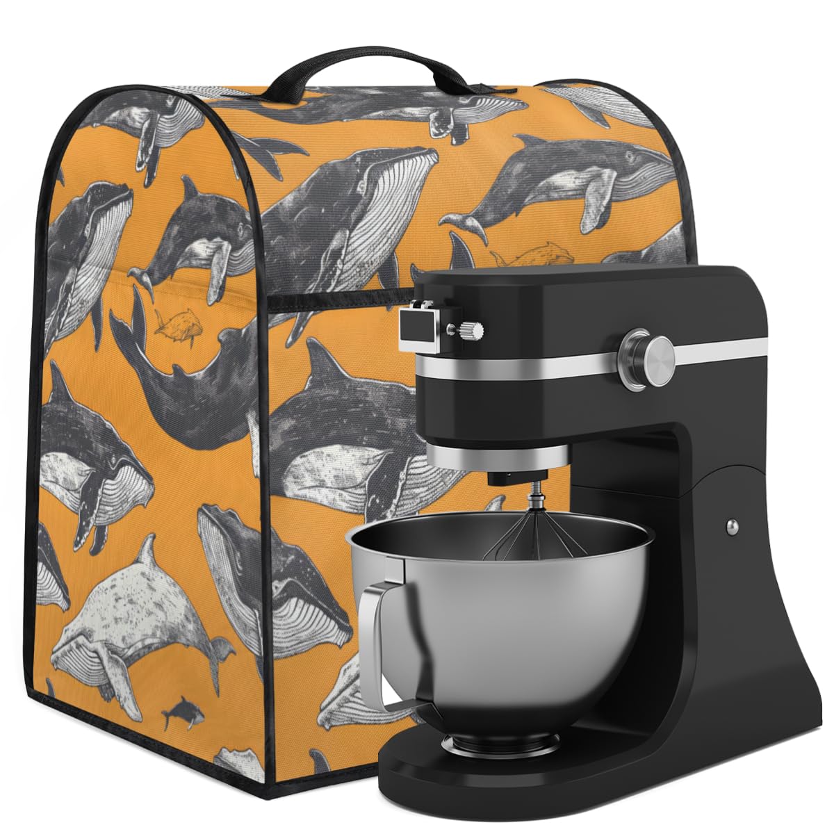 Coffee Maker Cover Ocean Animal Whale Kitchen Appliance Covers Small Appliance Covers Blender Cover Juicer Cover Dust Covers for Kitchen Appliances with Top Handle and Pockets,Washable,B51