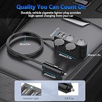 Rocketek 120W Szivargyújtó Elosztó 2 Aljzattal és 2 USB Porttal - Autós Töltő Adapter 12V/24V Okostelefonhoz, GPS-hez, Kamerához 7
