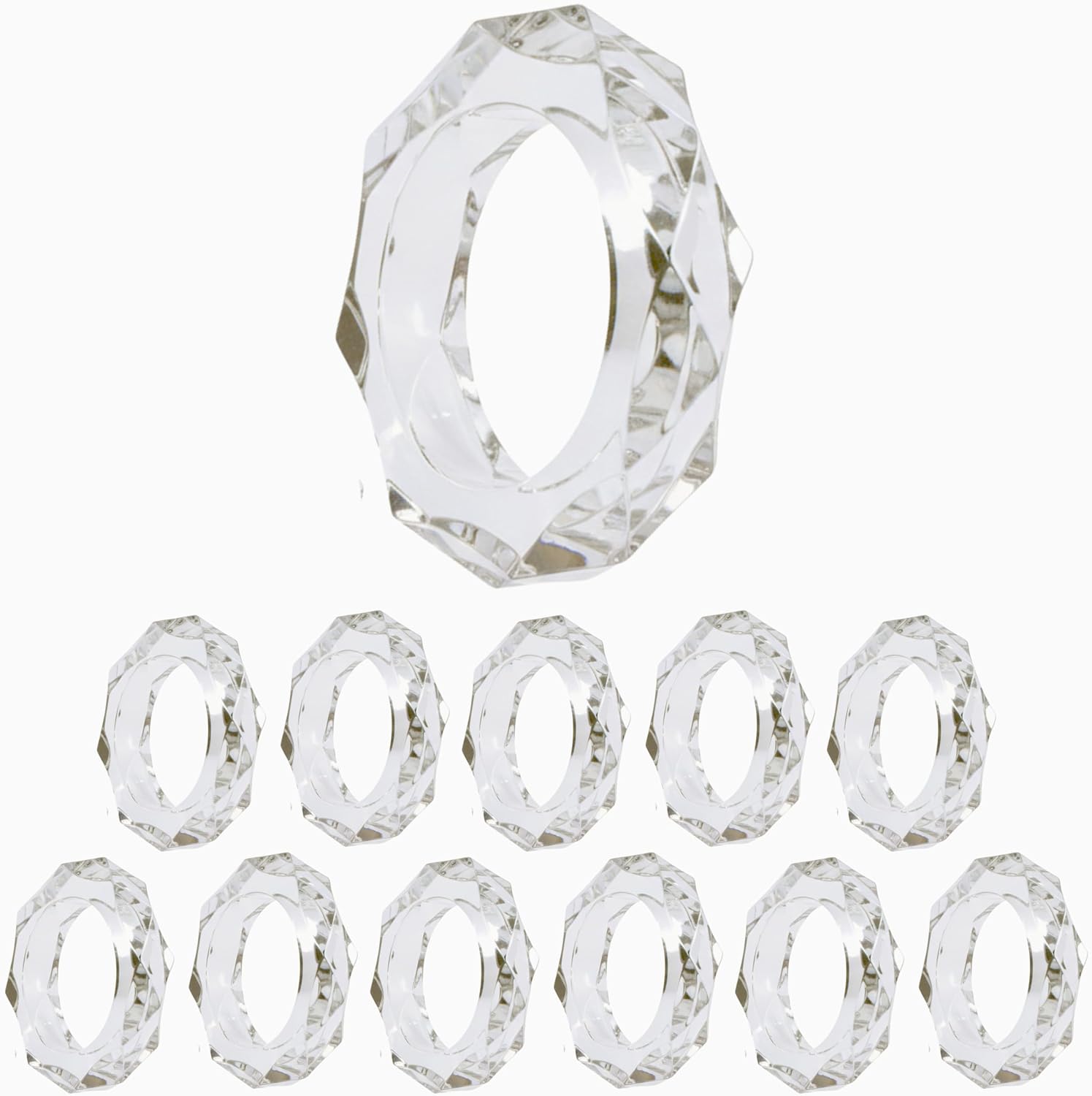 CLEENTABLE Clear Acrylic Napkin Rings, Set of 12