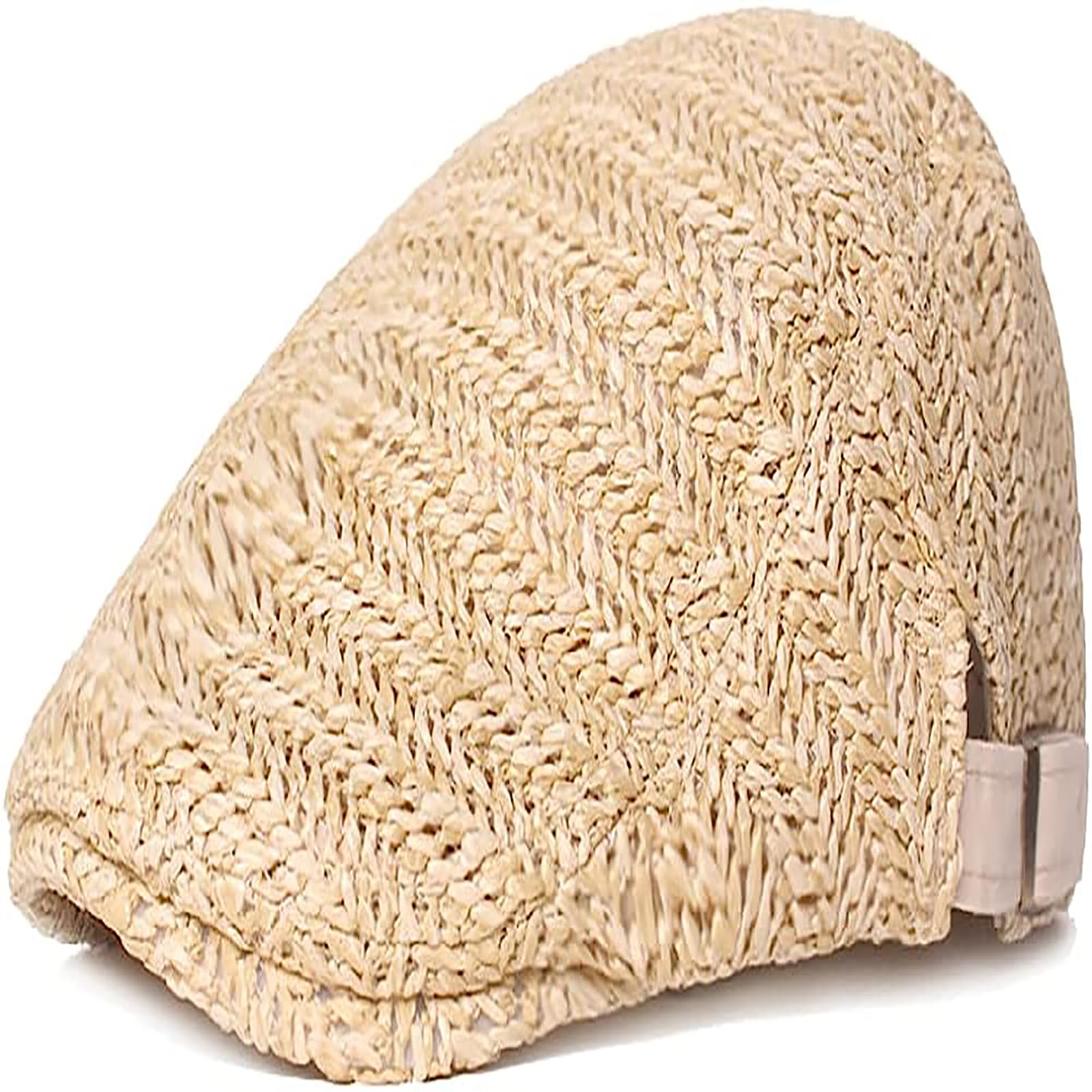 THE WHITE SHOP Straw Beret Newsboy Hats for Women Men Summer Beach Mesh Cabbie Flat Cap Solid Plain Sun Hat Adjustable