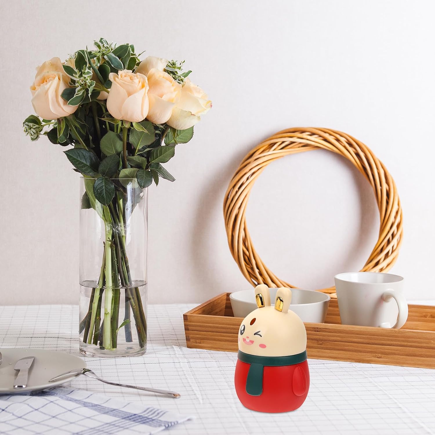 Rabbit Shape Toothpick Box Dispenser, 2pcs Pop-up Automatic Toothpick Holder for Home Kitchen Use, Red and White Cocktail Picks Storage Containers image 4