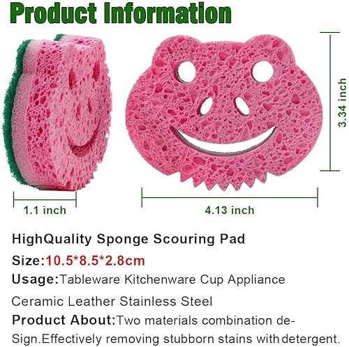 Miniatura 5 de SmilePowo Paquete de 12 esponjas para fregar, esponjas a granel, esponjas de limpieza multifuncionales de doble cara, esponja para lavar platos para