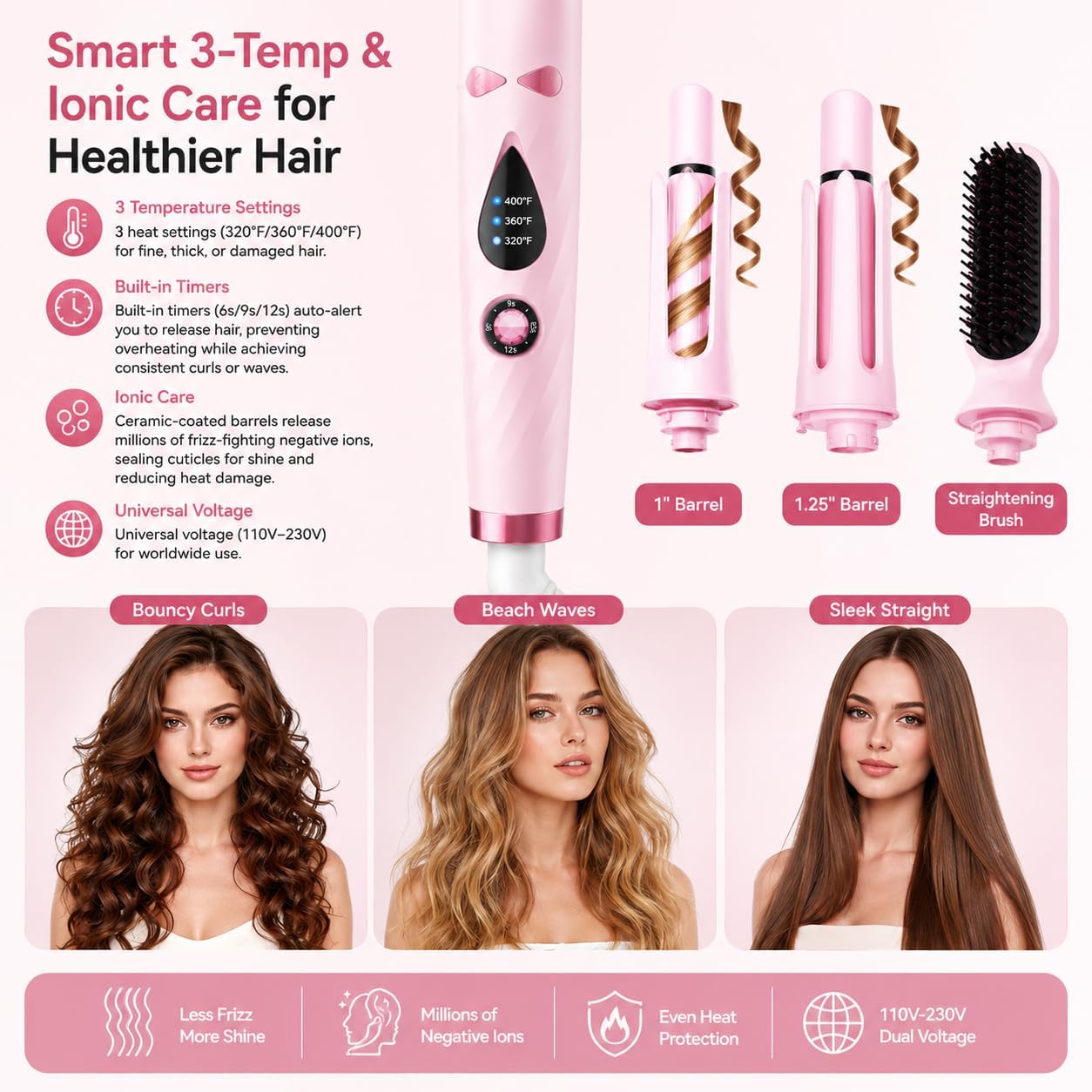 3-in-1 Automatic Curling Iron Multifunctional Curls Waves Hair Straightener image 3