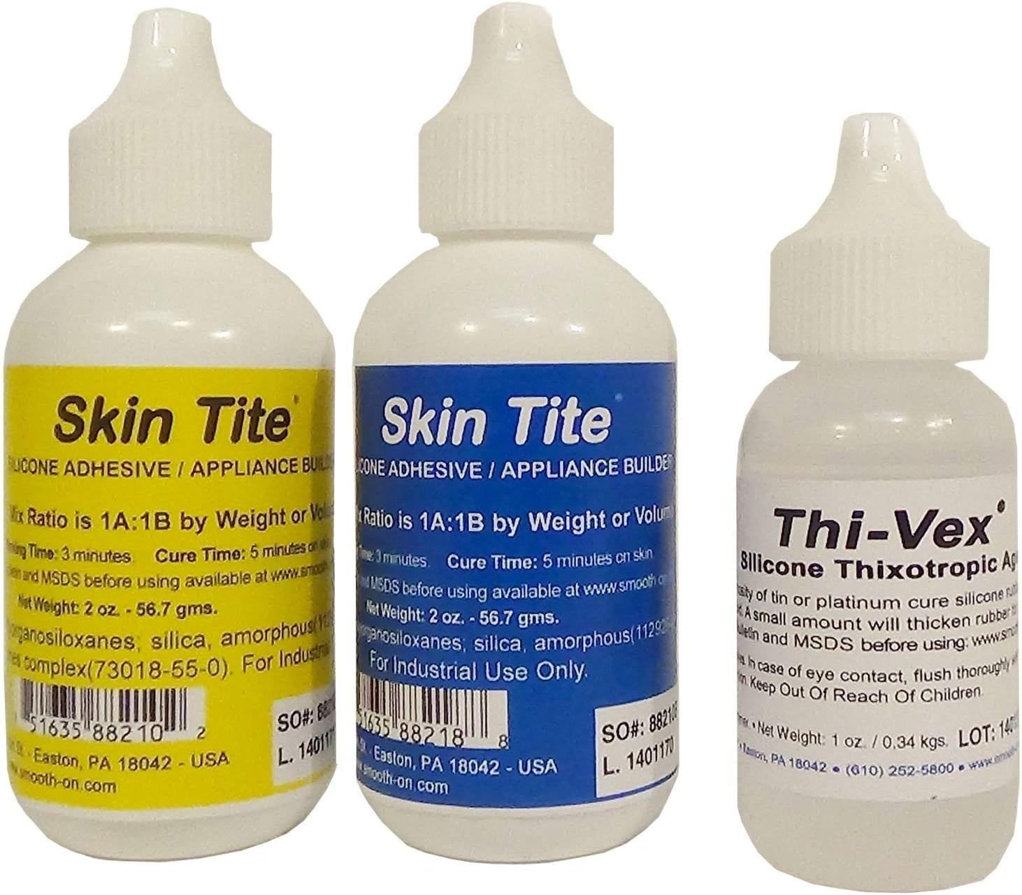 Smooth-On Skin Tite 4 Oz and Thivex 1 Oz Kit - Platinum Silicone Adhesive and Prosthetic Appliance Builder - Special Effects