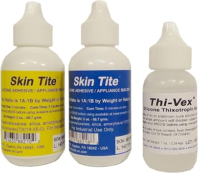 Smooth-On Skin Tite 4 Oz and Thivex 1 Oz Kit - Platinum Silicone Adhesive and Prosthetic Appliance Builder - Special Effects
