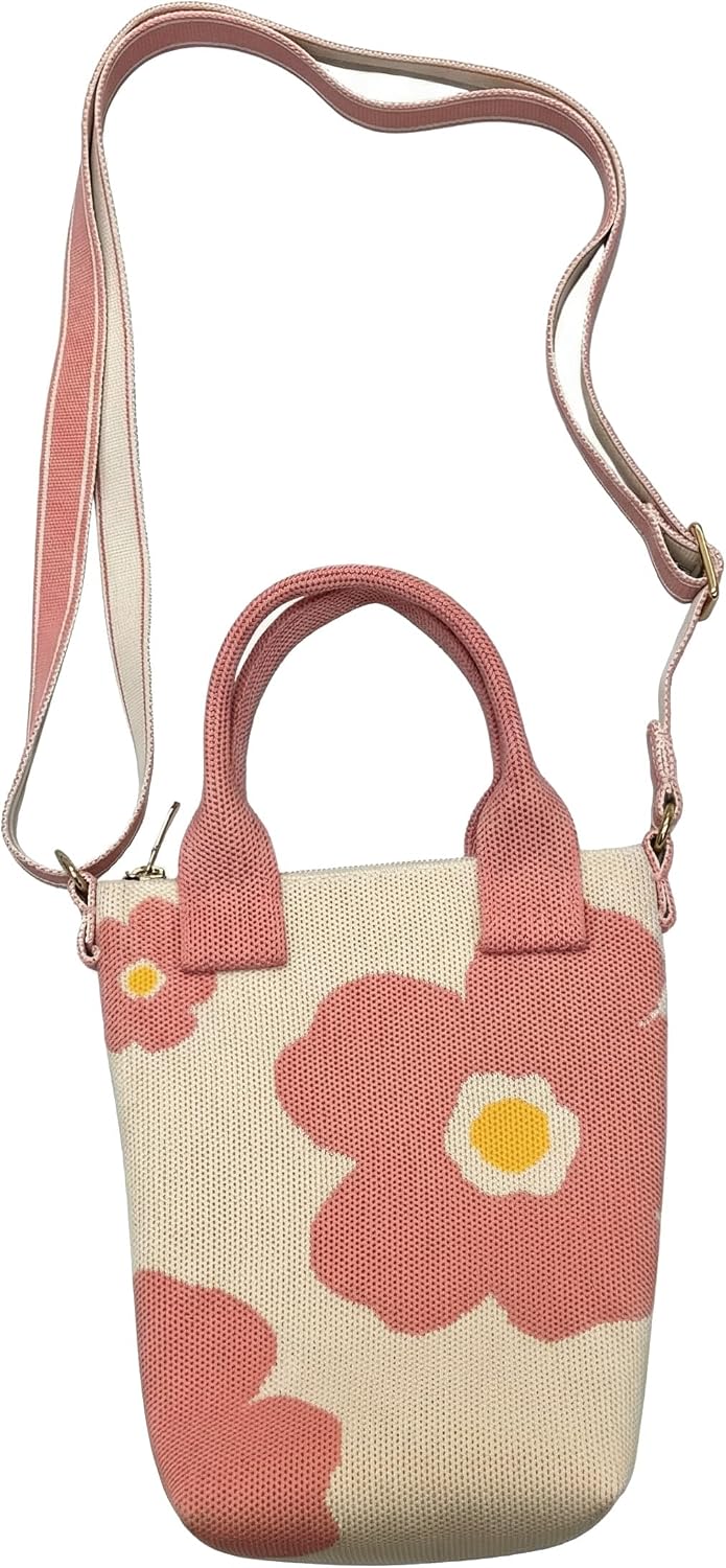 Cell Phone Crossbody Bag for Women Knit Handbag, Adjustable Strap, Zipper Closure