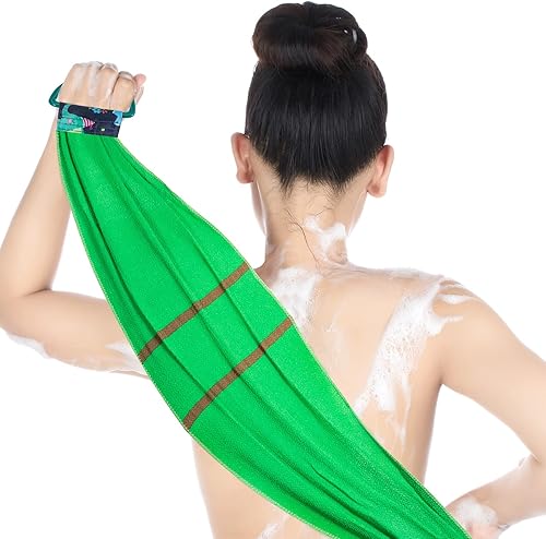 Miniatura 4 de PAGOW 2 piezas de exfoliante para la espalda, cepillo de toalla exfoliante para ducha, baño, paño de lavado para hombres y mujeres, 500D (rosa y