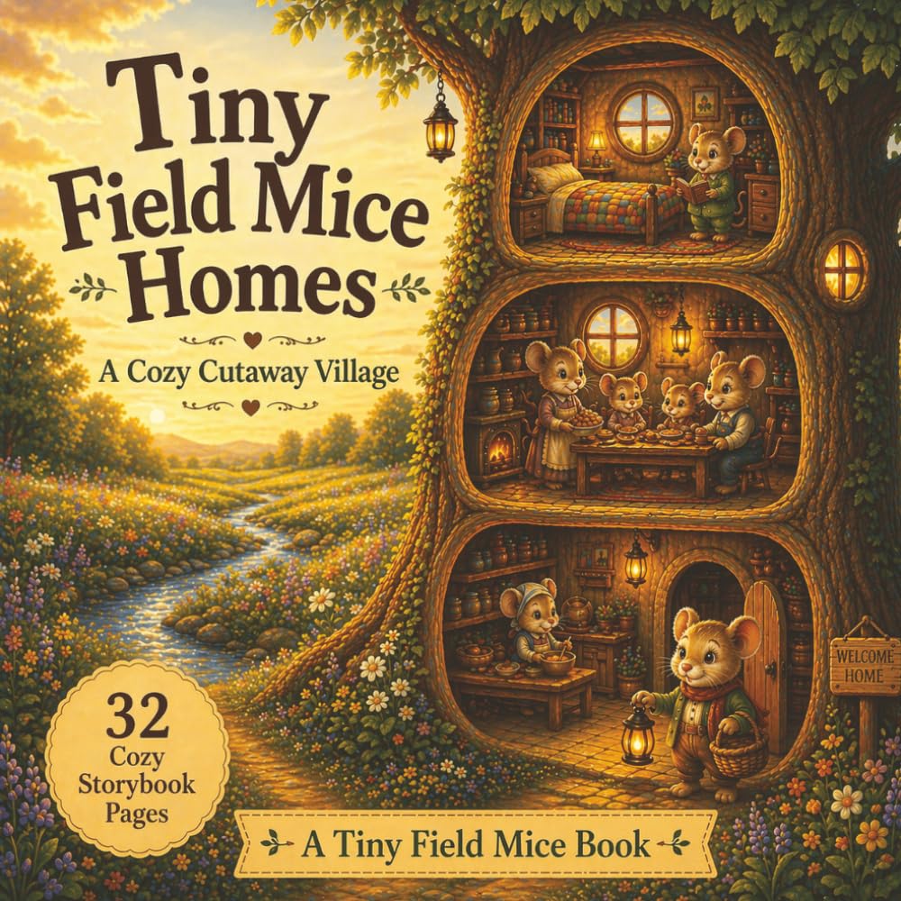 Tiny Field Mice Homes: A Cozy Cutaway Village for Kids • 32 Gentle Storybook Scenes of Little Mouse Homes, Friendship, and Everyday Life