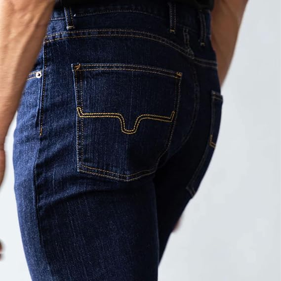 Kimes Ranch Men's Wayne Casual Western Cowboy Classic Mid Low Rise Slim Fit & Straight Leg Denim Jeans
