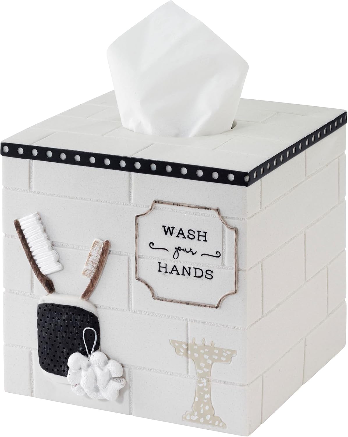 Avanti Linens - Tissue Box Cover, Guest Bathroom Essentials, Modern Home Decor (Bath Icons Collection)