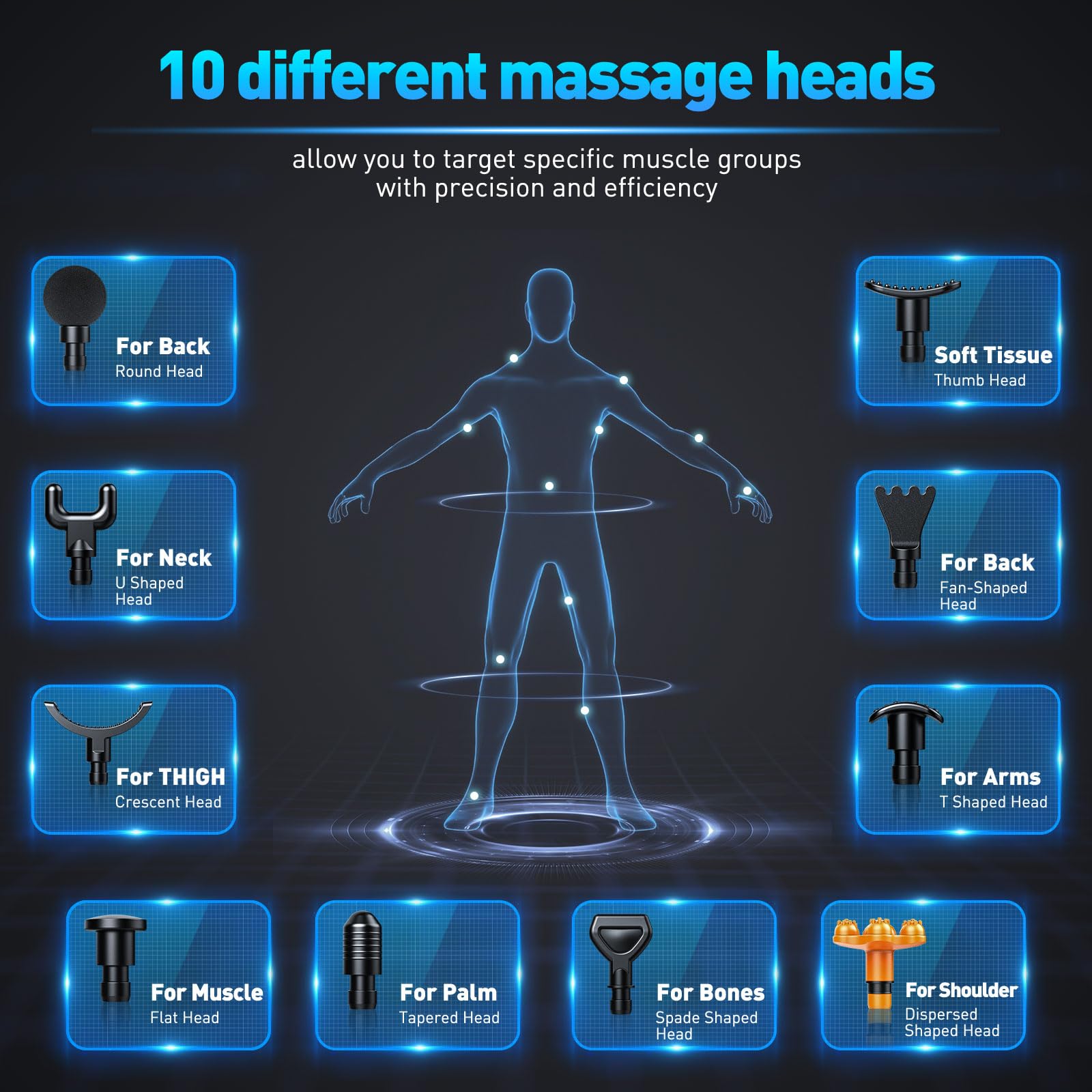 Massagepistole, Tiefengewebe-Percussion-Massagegerät zur Schmerzlinderung, super leise, tragbare Körperentspannung, elektrische Muskelmassagepistole mit 12 Aufsätzen, 30 Geschwindigkeiten