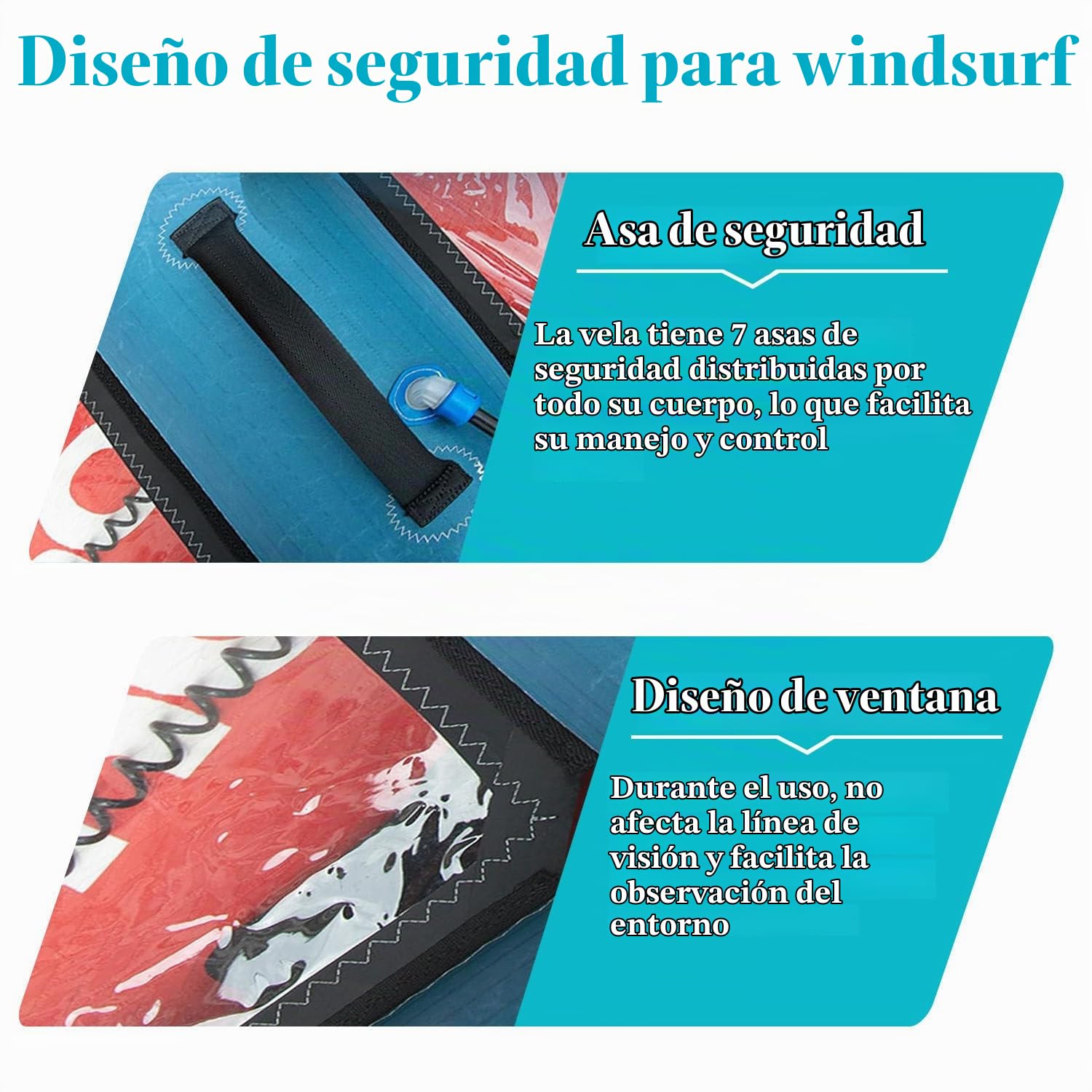 Vela de Windsurf para Adultos, Vela compacta Profesional para Paddle Surf, Superficie Azul y roja, rotación de Base de 360°, para Windsurf.