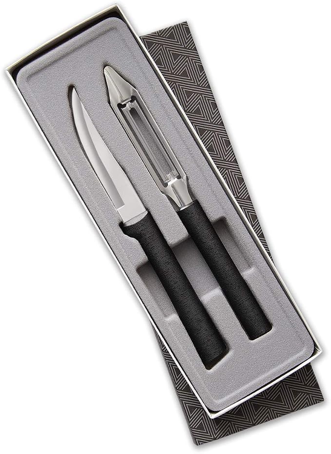 Rada Cutlery Pare & Peel Gift Set (G246), 2-Piece Knife Set, Stainless Steel Blades, Black Handle