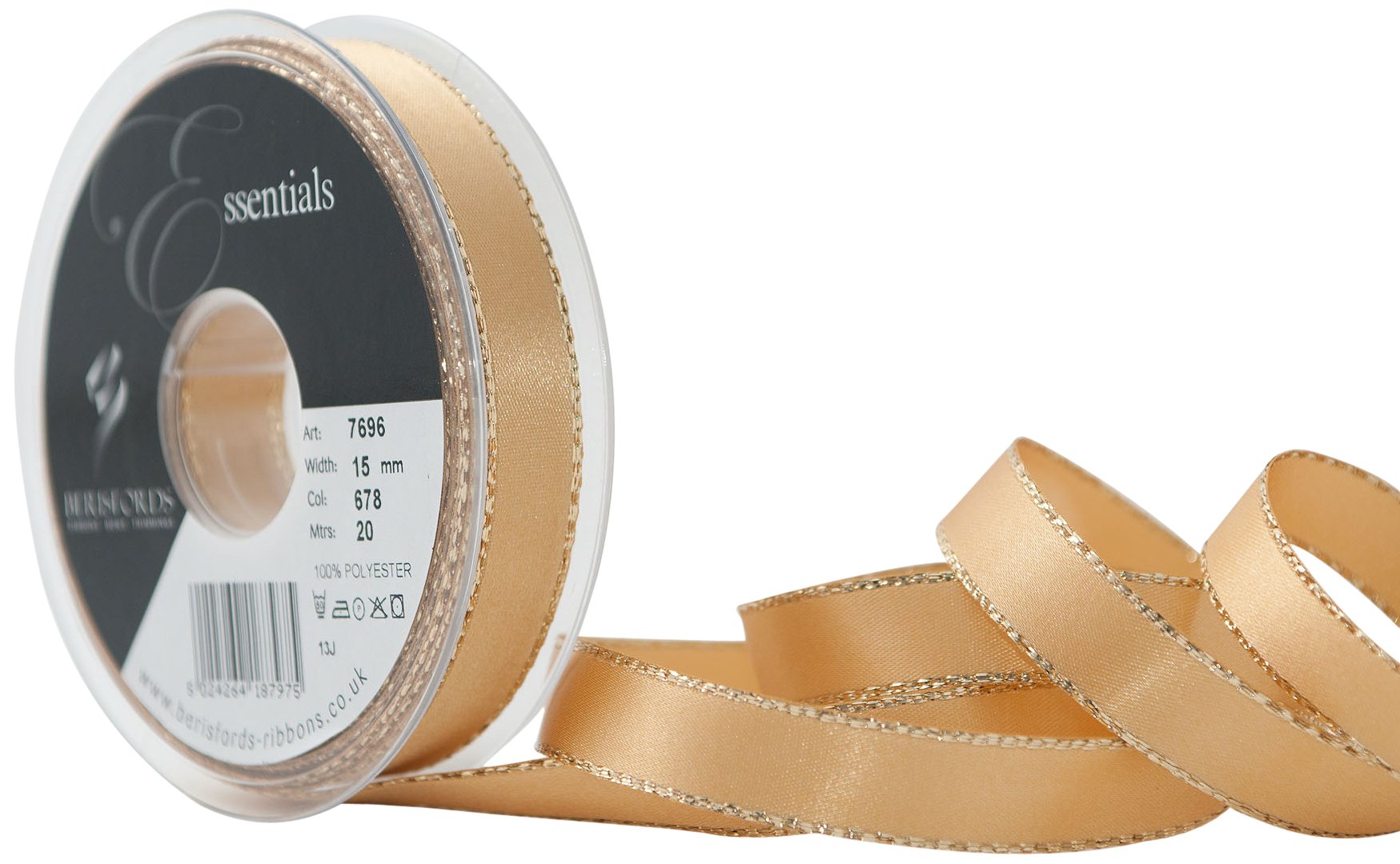 Berisfords Honey Gold 15 Mm Gold Edge Satin Ribbon,