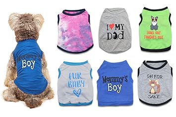 6 Packs Small Dog Puppy Shirts Mommy's Boy Dog Clothes Funny Cute I Love My Dad T Shirt for Small Dogs Girl Puppy Tshirt Cat Clothing Female Vest Apparel