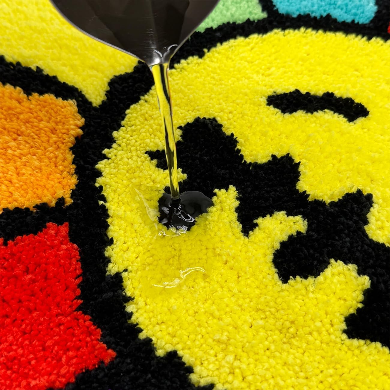 Trippy Happy Face Rug Cool Rugs Tufted Quick Dry Bath Mats for Bathroom Non Slip Bath Mat Water Absorbent 2FT Rainbow Bathroom Rugs Halloween Gothic Ghost Skull Horror Decor Carpet