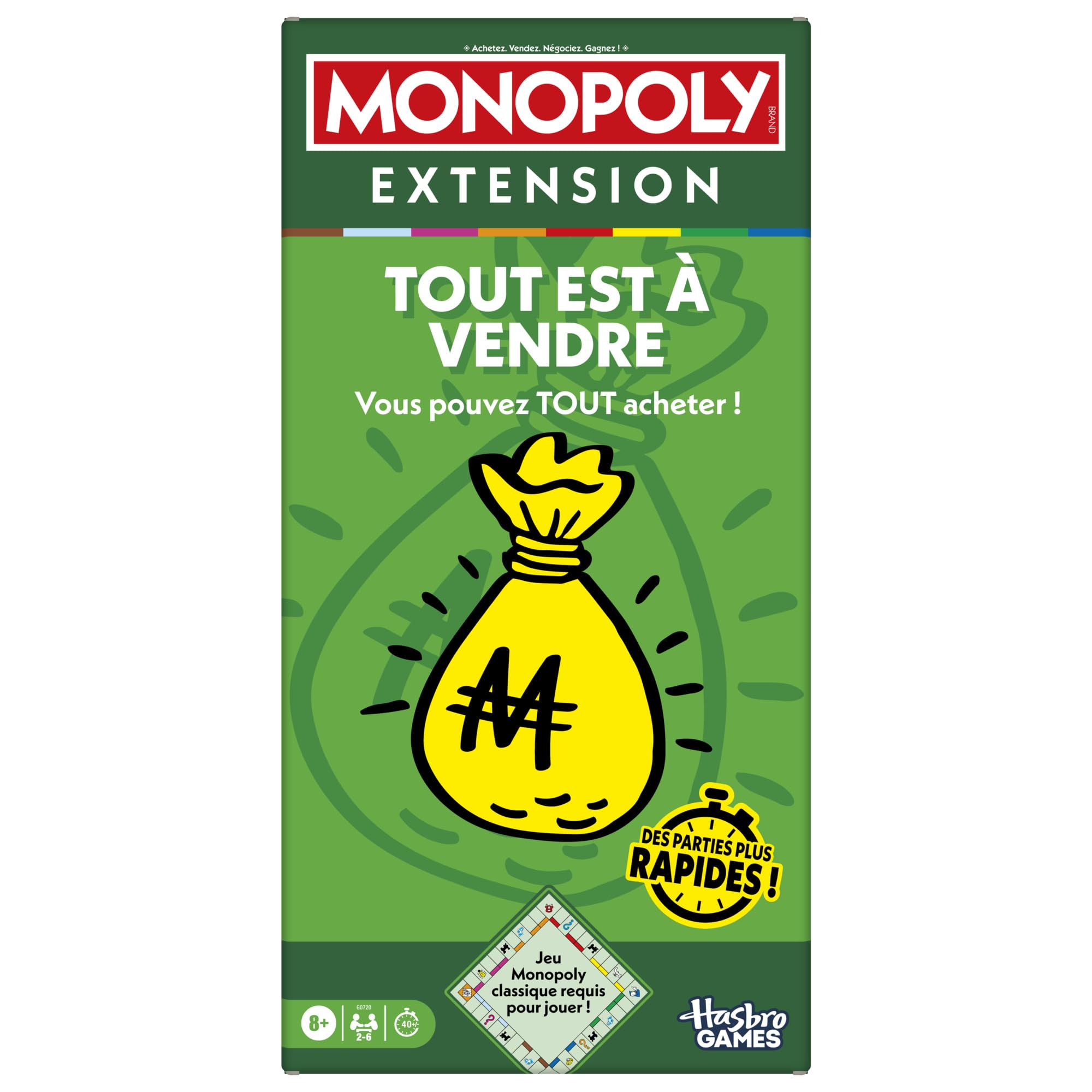 Monopoly Expansion, Everything Is For Sale (Classic Monopoly Game Required to Play) - French Version, Ages 8+