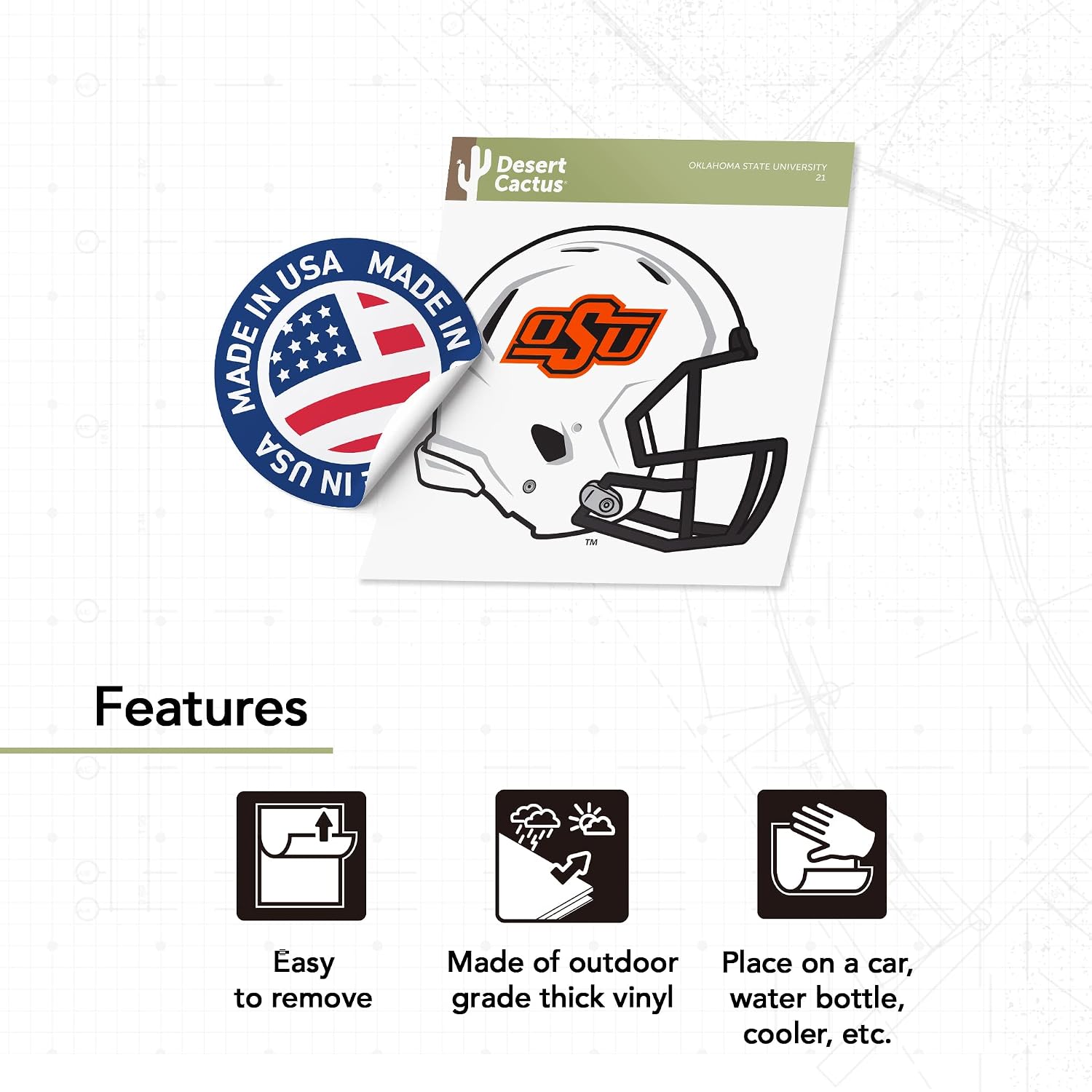 Desert Cactus Oklahoma State University Sticker Cowboys Vinyl Decal Laptop Water Bottle Car Scrapbook (IND 21)
