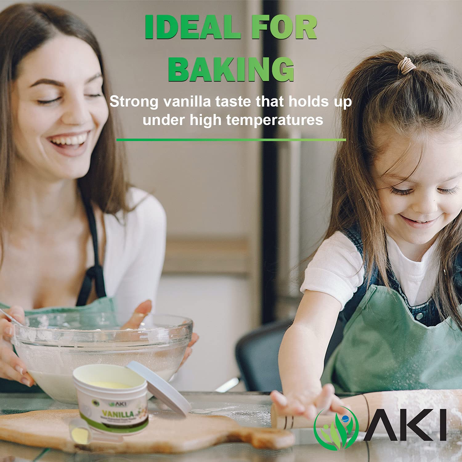 Aki Fine Vanilla Powder Extract From Beans (5.29oz/150g) - Water Extracted Powder Ideal For Baking, Cooking Flavoring - Delicious Vanilla Flavor & Easy to Add in Smoothies & Coffee, Non-GMO & Alcohol-Free