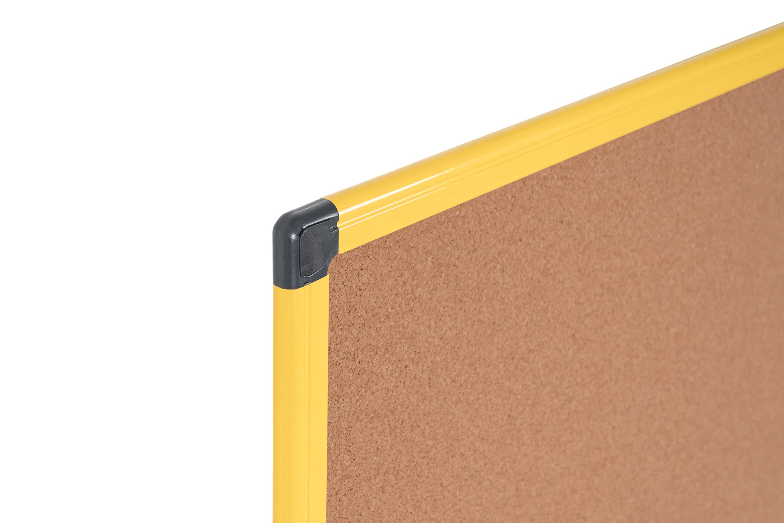 Bi-Office Lavagna Di Sughero Naturale Ultrabrite, Con Cornice In Aluminio Giallo, Robusta Bacheca Ad Alta Visibilità, 90 x 60 cm