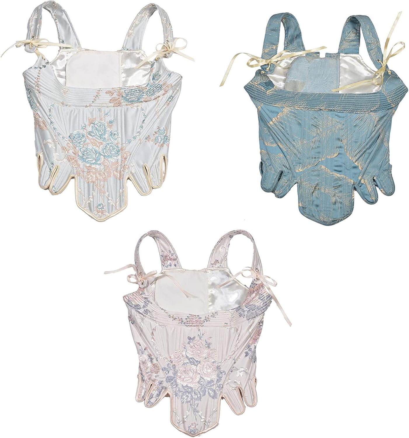 Women Underbust Corset With Adjustable Rope Flower Printing Decors Masquerade Party Crop Top Slimming Wrap Top Dress Boustier For Costume Dresses For Wedding Guest Waist Shaper