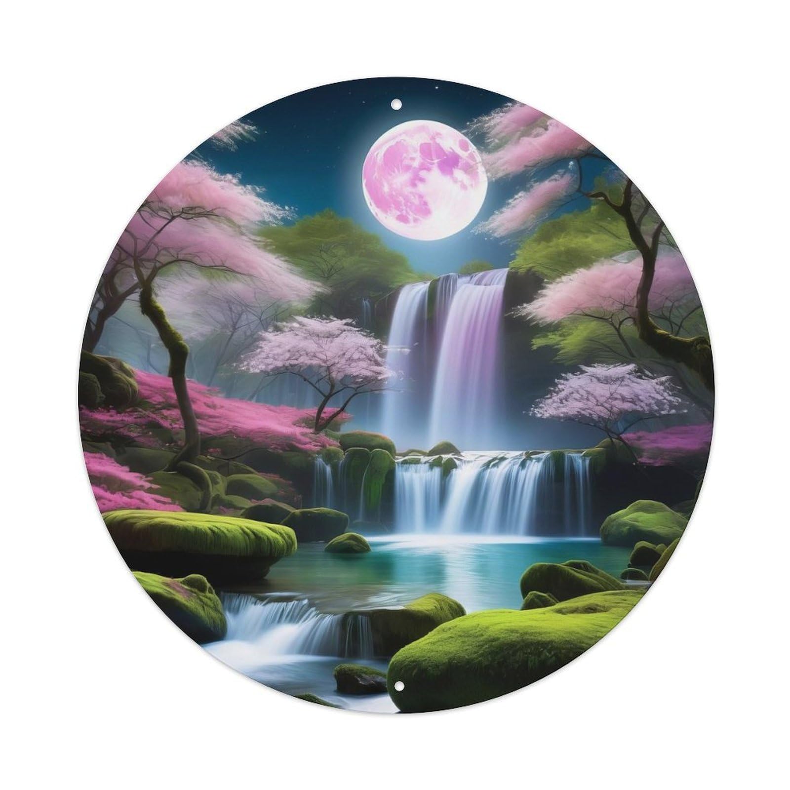 Waterfall Moonlit Cherry Creek Falls Metal Tin Sign