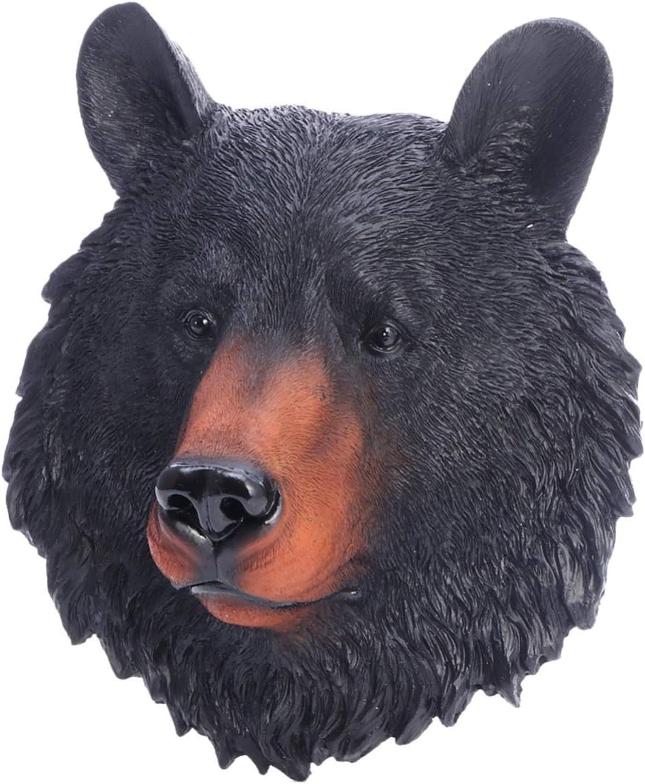 VOSAREA Animal Head Wall Art Resin Bear Head Plaque Wall Sculpture Bear Face Mini Bust Wall Hanging Decoration for Indoor Study Room Ornament