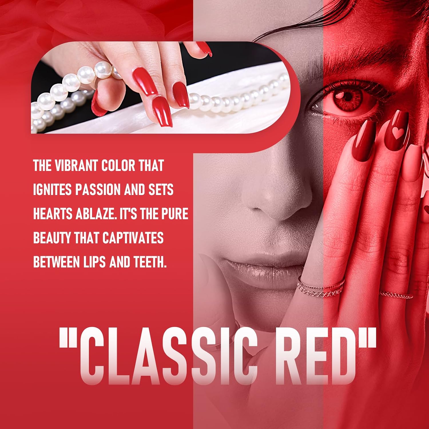 Dip Powder Classic Red for Valentine Color 1 Oz/28g Nail Dipping Powder French Nails Art Starter Manicure DIY Salon Home Gift for Women,No Need Nail Lamp Cured