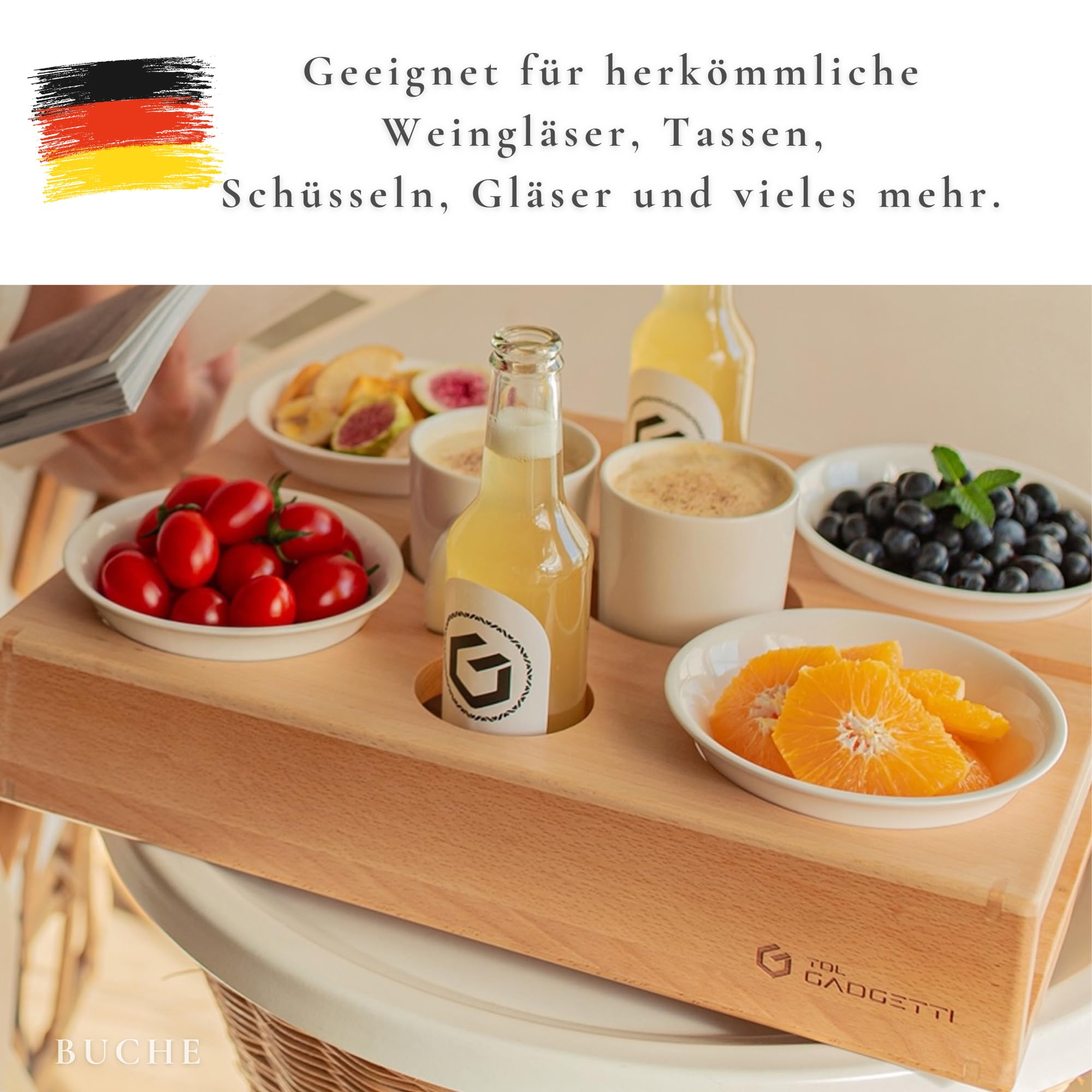 Couchbar Snackbox (100% Echtholz): Premium All-in-One Snackbar aus edlem Buchenholz, meisterhafter Handwerkskunst und einzigartigem Design – Perfekt für Familien und Genießer.