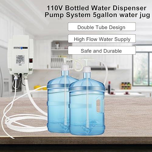 Miniatura 3 de Sistema de bomba dispensadora de botellas de agua, tubo doble para cocina, bomba de agua eléctrica de 110 V para refrigerador de alto caudal, bomba