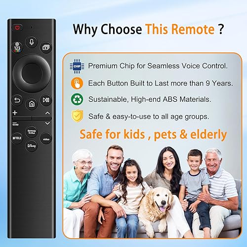 Vista 5 de Control remoto por voz para Samsung Smart TV, control remoto de repuesto compatible con Samsung Crystal/UHD/QLED/Frame/NEO QLED/ 4K 8K 2019-2025
