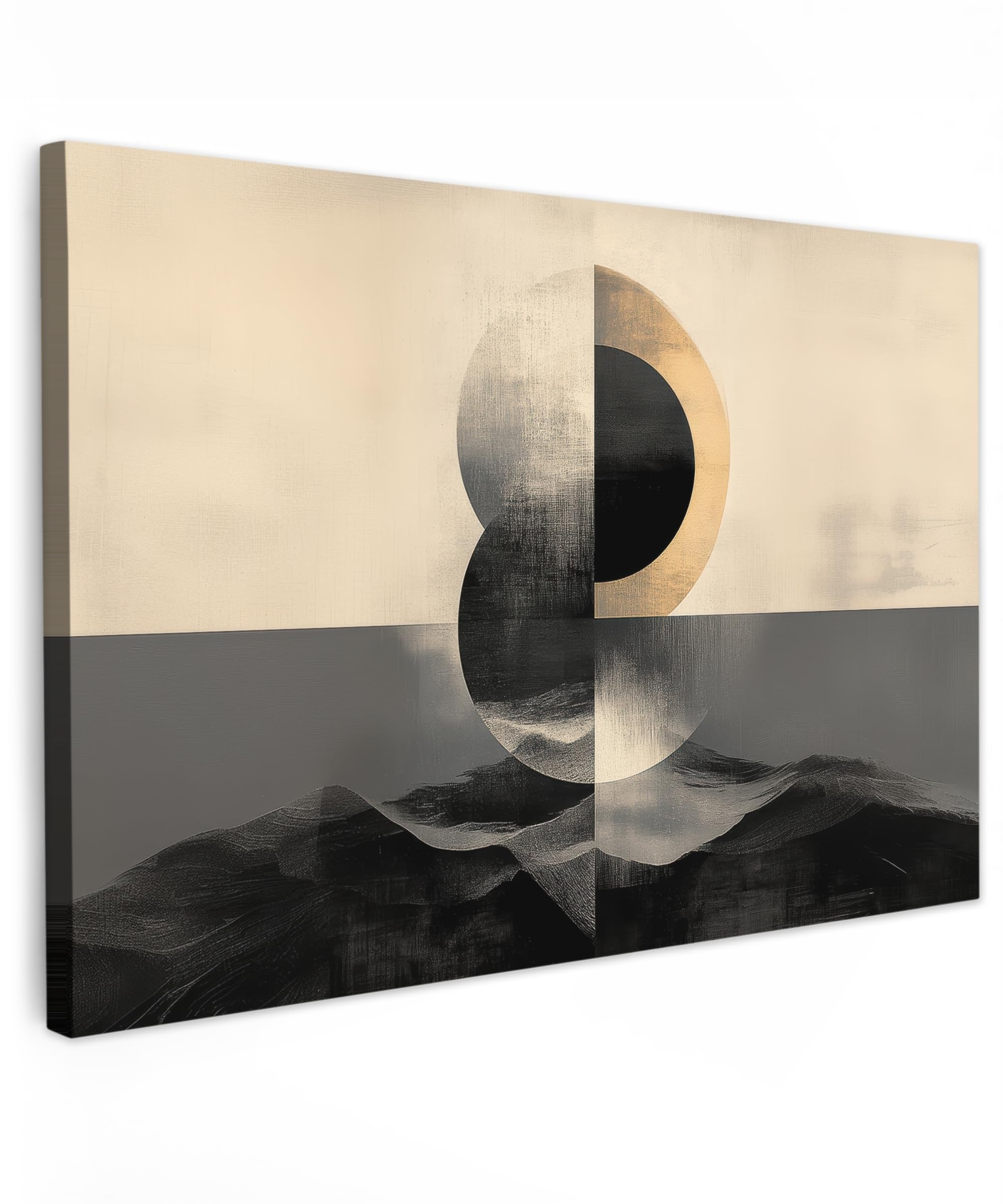 MuchoWow© Canvas Wall Art Work 12"x8" / 30x20 cm Room Decor Painting Wallfillers Picture Decoration Prints Circles - Shadow - Abstract