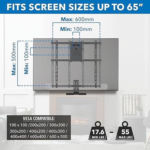 Miniatura 9 de Mount-It! Soporte de pared para chimenea para TV, soporte de TV desplegable sobre chimenea, soporte de manto desplegable con asistencia de resorte,
