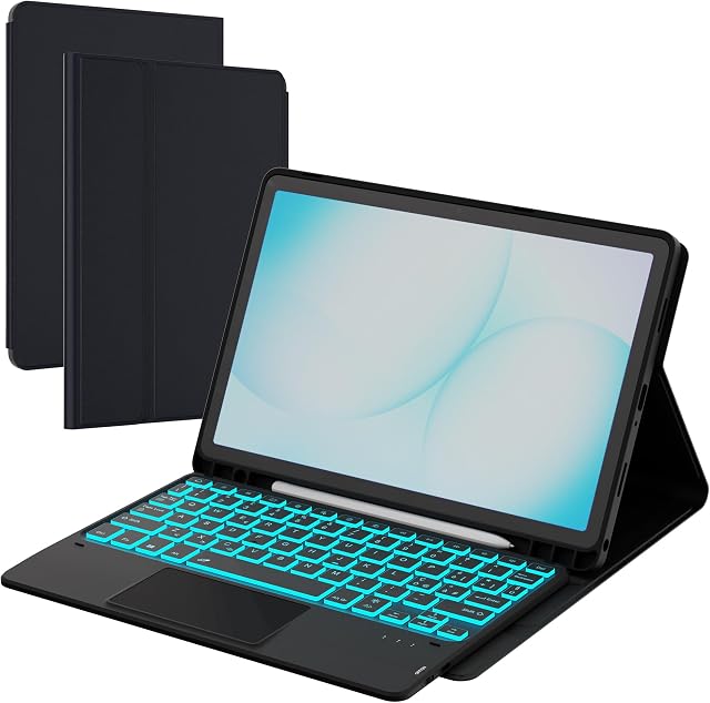 Custodia Tastiera per Samsung Galaxy Tab A11 Plus /A9+ 11 pollici - 7 Colori Illuminato Senza fili Rimovibile Tablet Tastiera con Touchpad - Layout Italiano QWERTY Cover Tastiera per Tab A11+ Nero