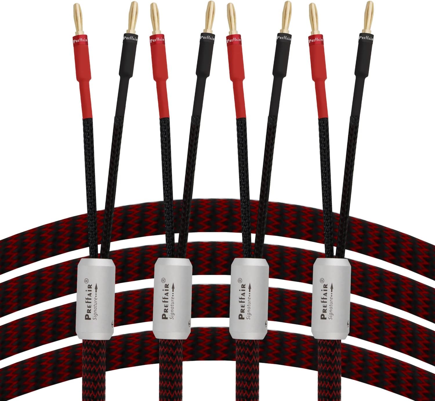 Preffair 10AWG US C15 Main Supply Power Cable 13AWG Banana Speaker Wire Cable for Amp, DAC etc.